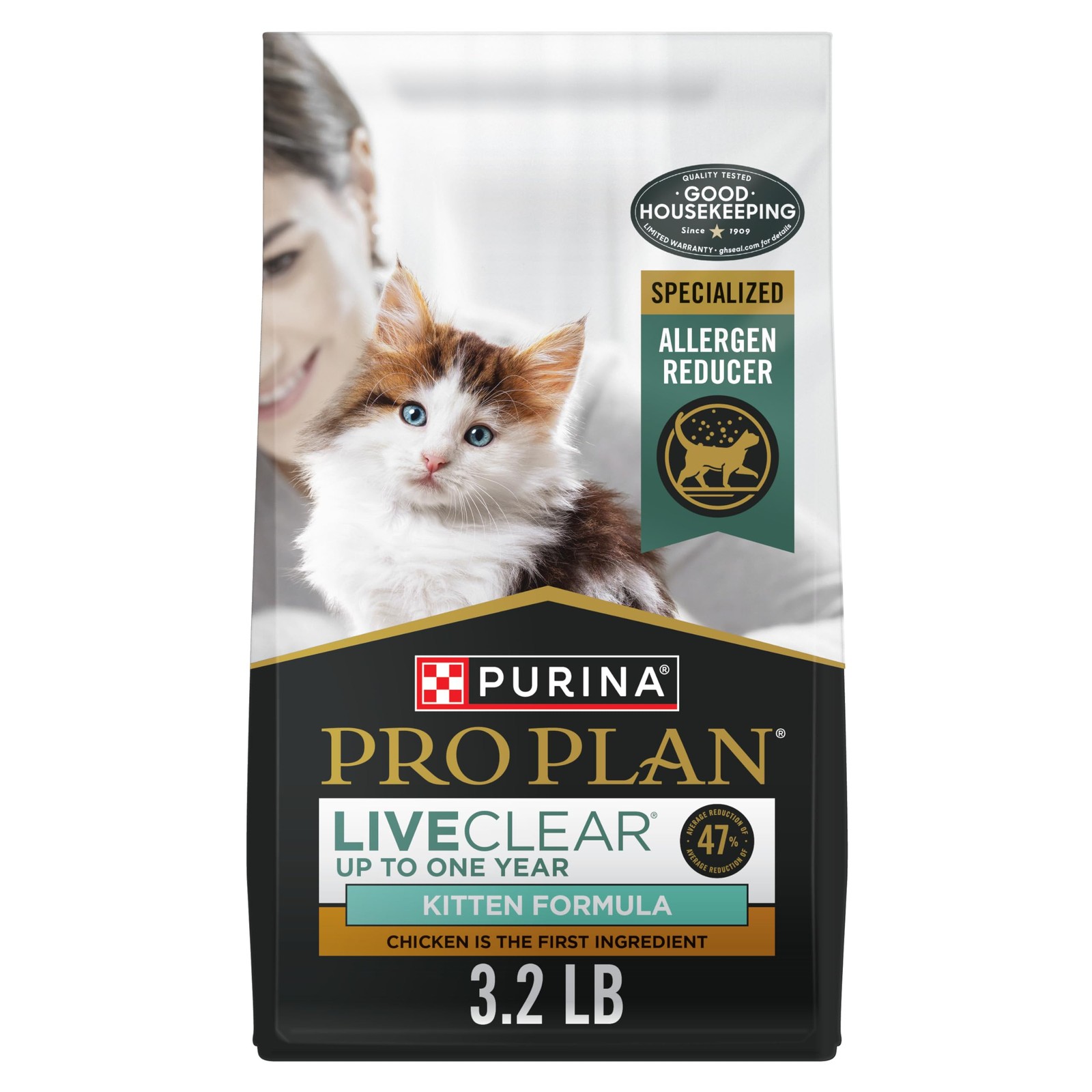 Purina Pro Plan LiveClear Dry Cat Food for Kittens 3.2 Pound (Pack of 1)