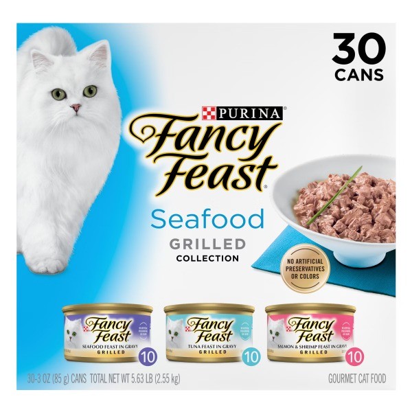 Variety Pack Seafood, Fish, Tuna & Salmon Wet Cat Food Cans – 3oz/30ct