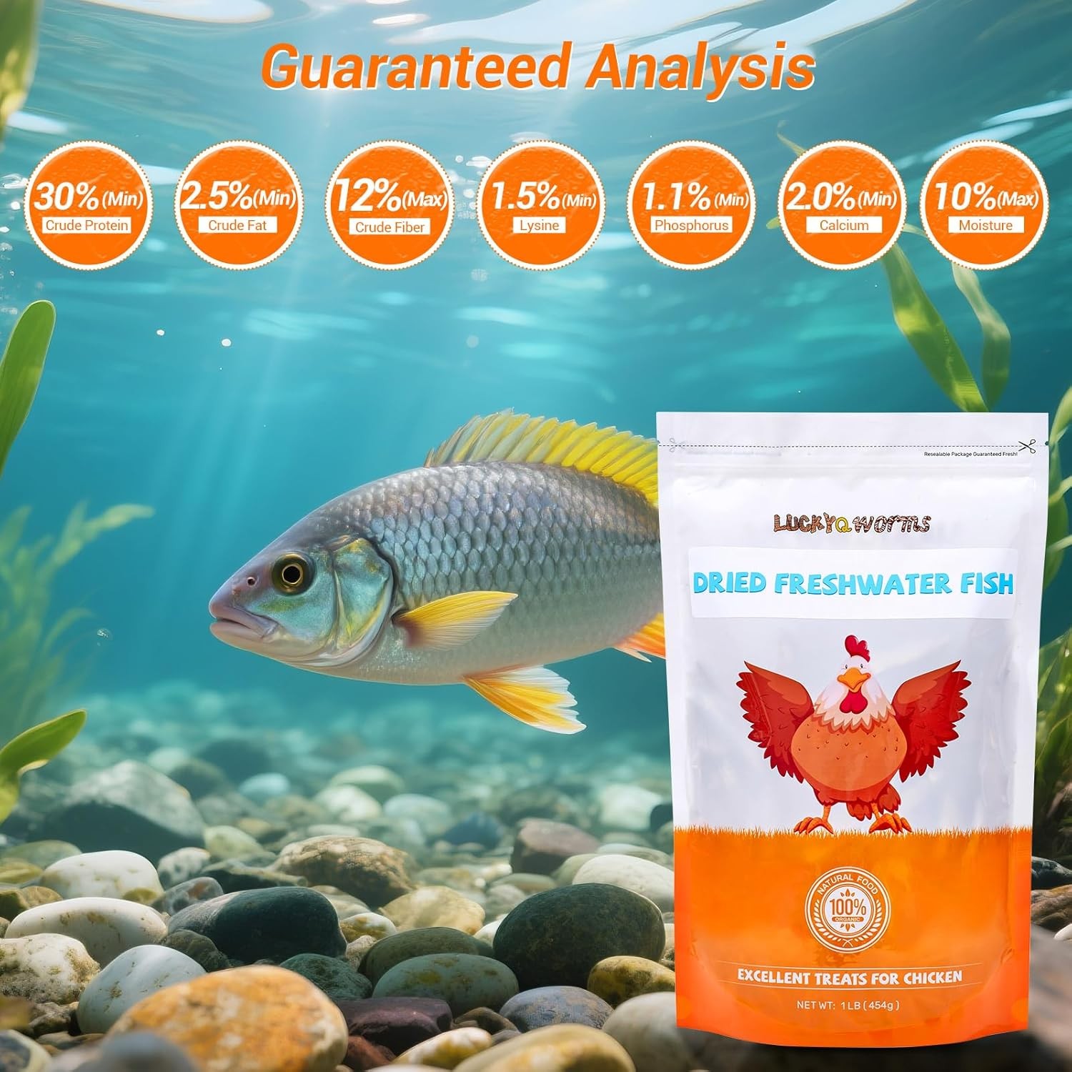 Dried Freshwater Fish 2LBS Natural High-Protein Food for Turtles Reptiles Cats
