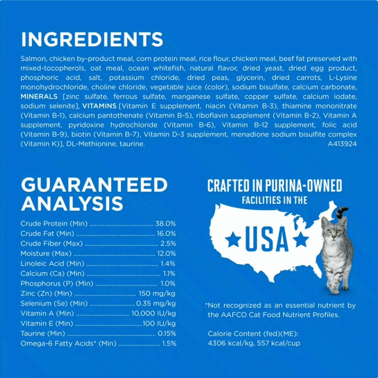 Purina ONE Natural Dry Cat Food Salmon&Ocean Whitefish Skin,Coat Health,22lb Bag