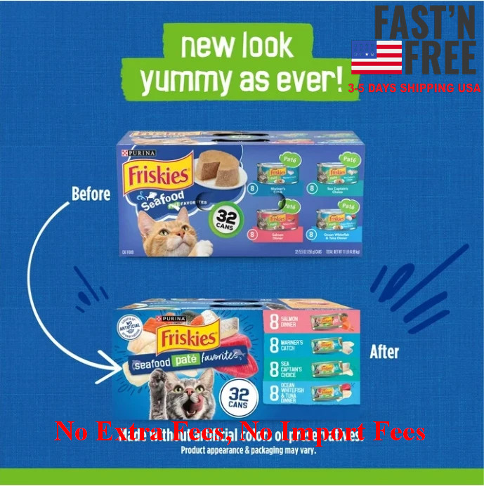 (2 pack) Purina Friskies Pate Seafood Favorites Variety Pack Cat Food 5.5 oz(32)