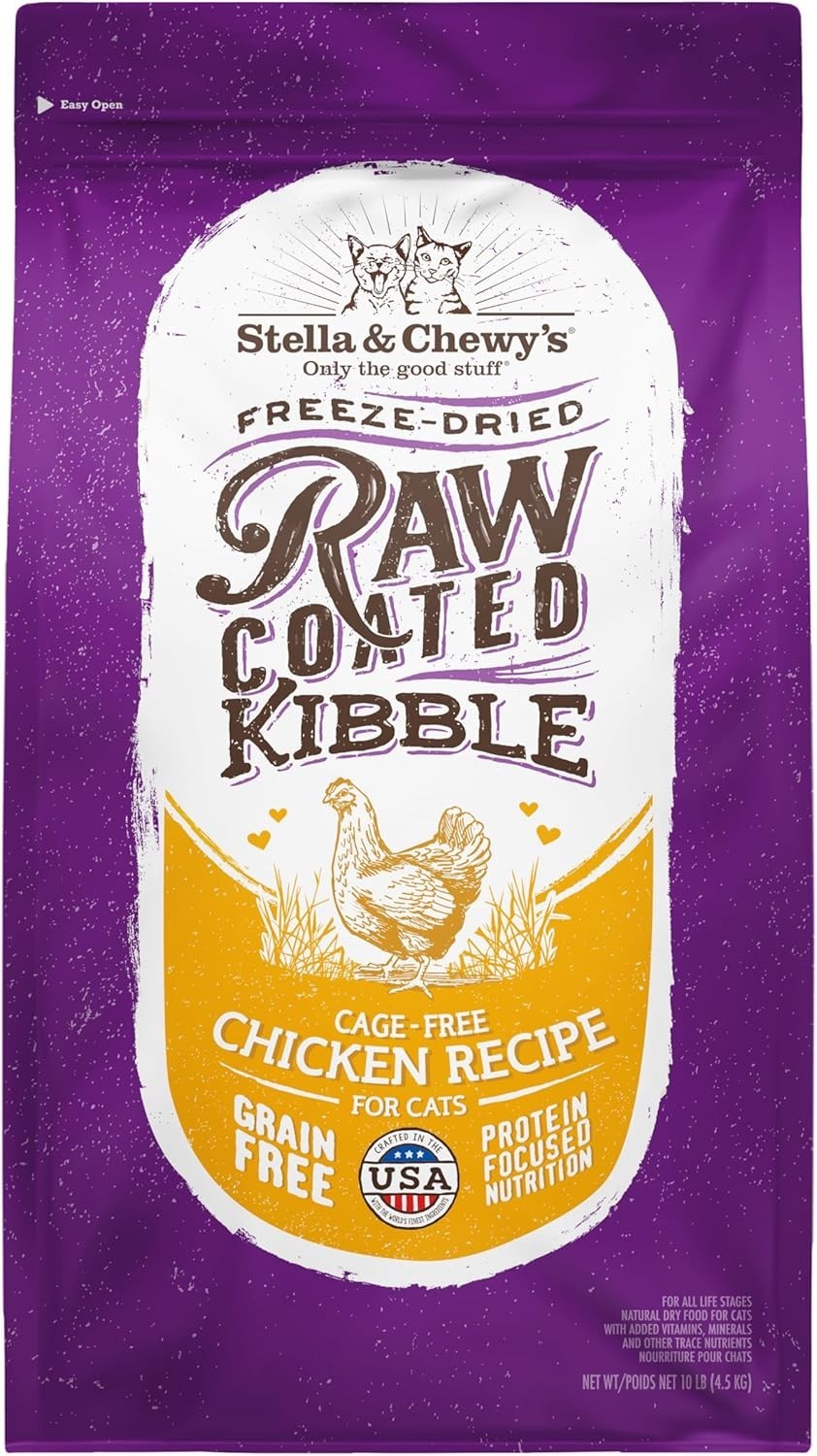 Stella & Chewy’s Raw Coated Cat Food – High Protein, Grain-Free Kibble with Cage