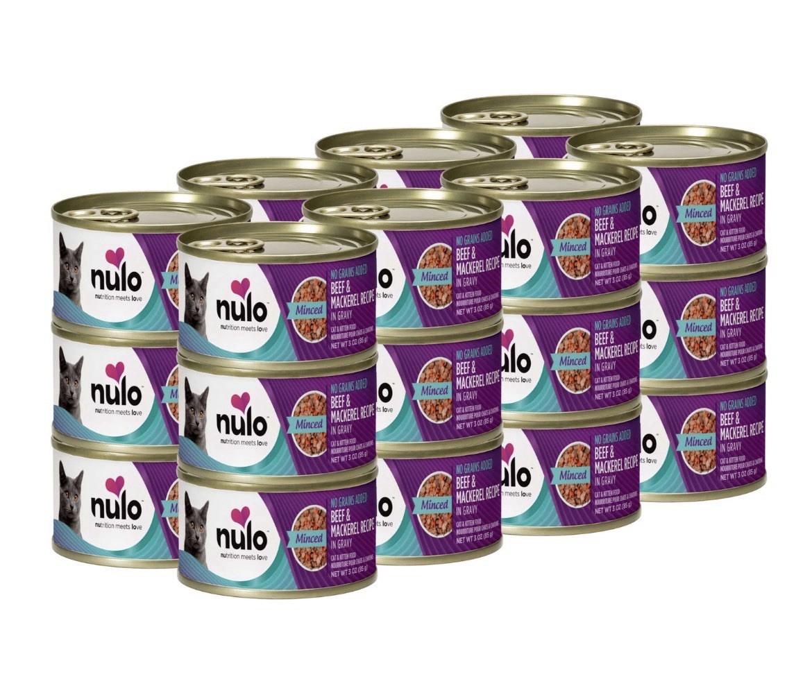❤️ Nulo Beef & Mackerel Grain Free Minced Wet Canned Cat Food 3 Oz 24 CAN PACK