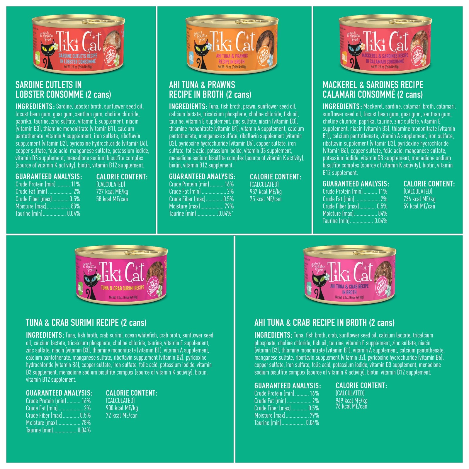 Tiki Pets Tiki Cat Wet Cat Food Mega Pack Seafood Selects 2.8 Oz Can 36 Count