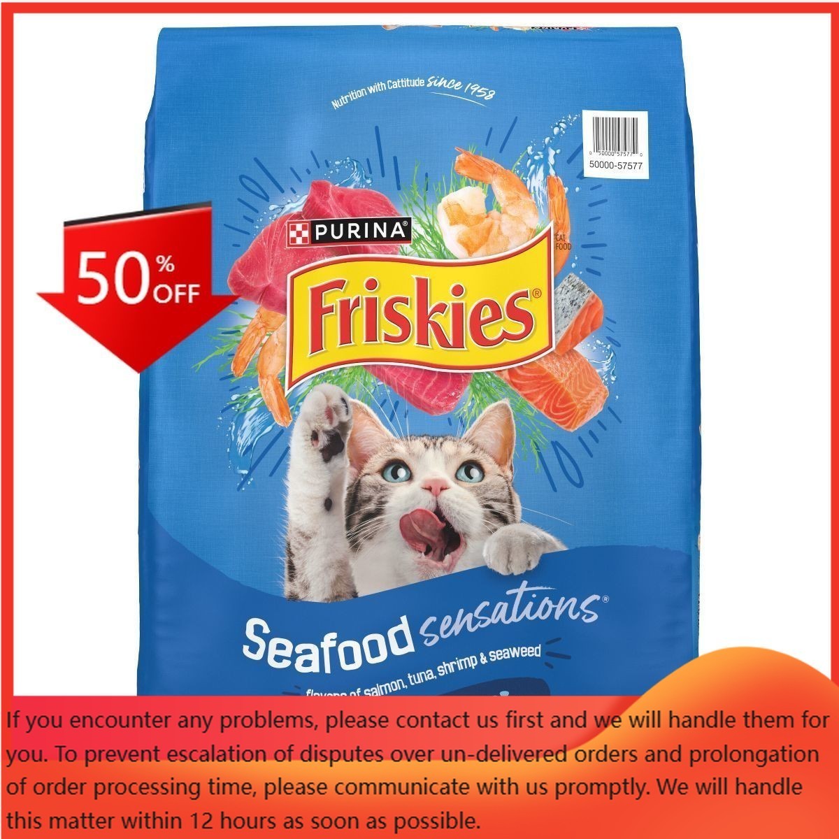 Purina Friskies Seafood Sensations with Flavors of Salmon, Dry Cat Food – 16lbs