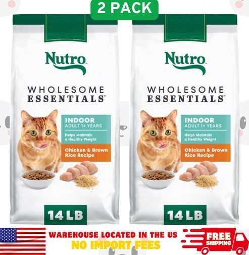 Nutro Wholesome Essentials Chicken & Brown Rice Indoor Dry Cat Food, 2×14-lb
