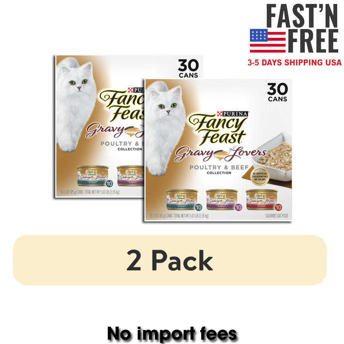 (2 Pack) Purina Fancy Feast Gravy Lovers Kitten Wet Cat Food,3 oz Cans (30 Pack)