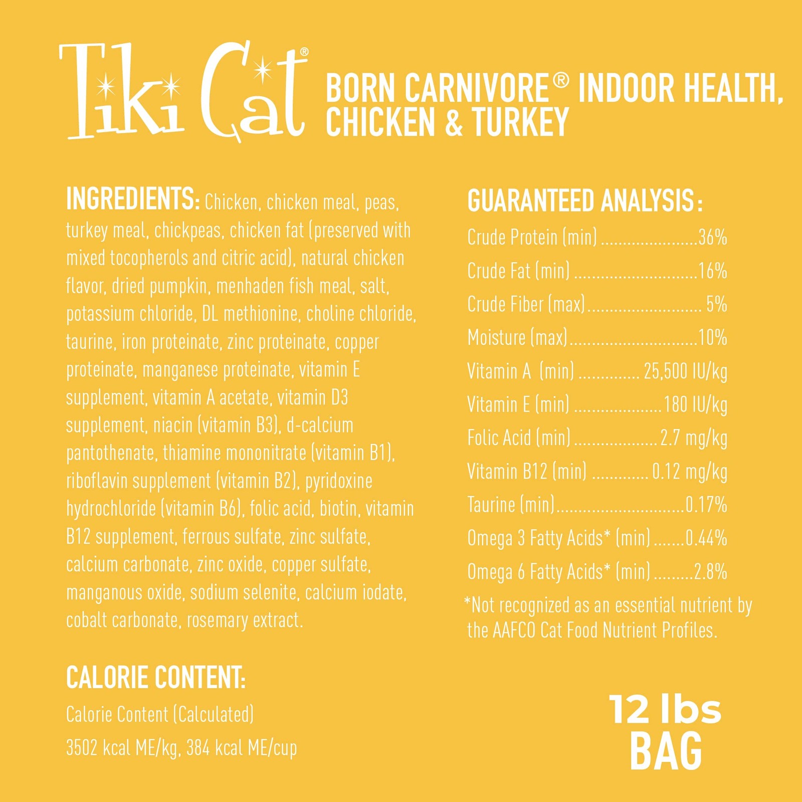 Tiki Pets Tiki Cat Born Carnivore Indoor Health Dry Cat Food Chicken Turkey