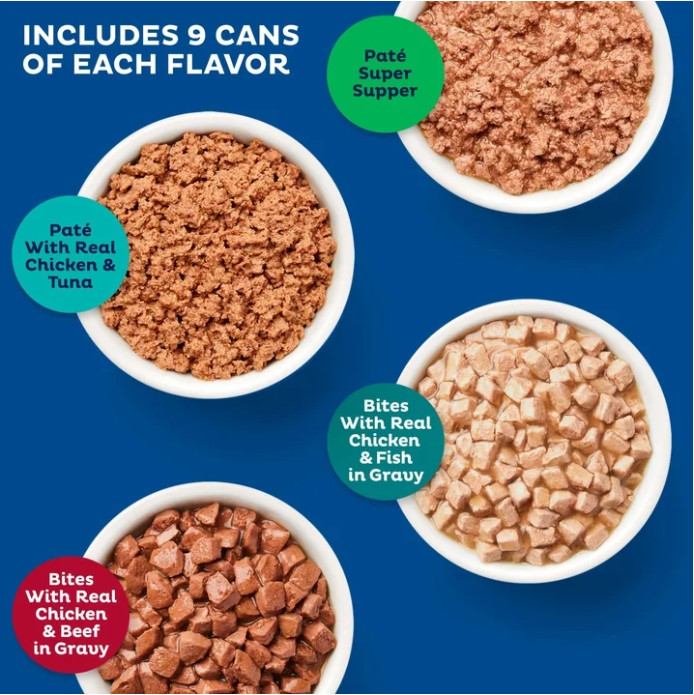 9Lives Surf & Turf Favorites Wet Cat Food Variety Pack, 5.5 oz, 36 Cans