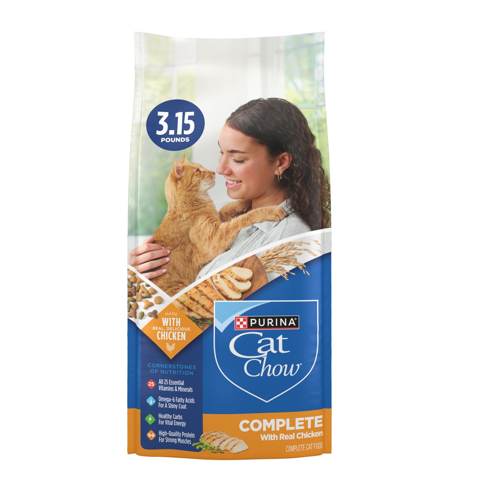 Purina Cat Chow High Protein Dry Cat Food, Complete – (4) 3.15 lb. Bags