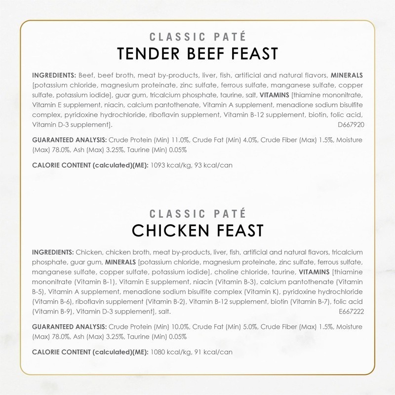 Grain Free Cat Food Variety Pack Gourmet Pate W/ Chicken Turkey Beef Feast New
