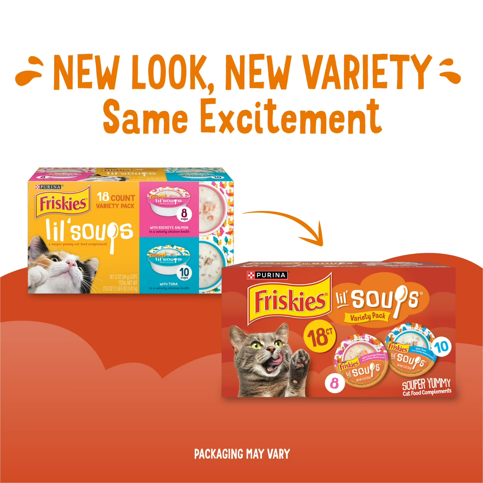 Lil’ Soups Salmon and Tuna for Cats Variety Pack, 1.2 oz Cups (18 Count)!