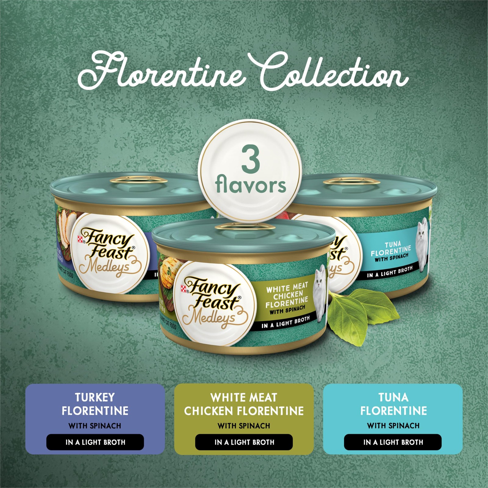 Wet Cat Food Variety Pack Appetite Stimulation Florentine- Chicken, Tuna, Turkey
