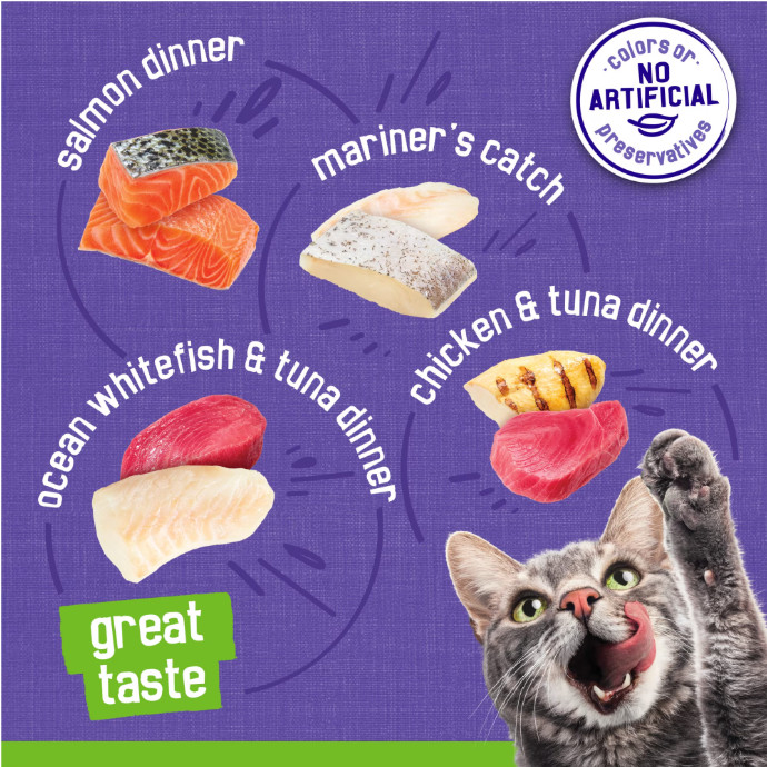 Wet Cat Food, Pate, Soft Seafood and Chicken Variety Pack, 5.5 oz Cans, 40 Cans