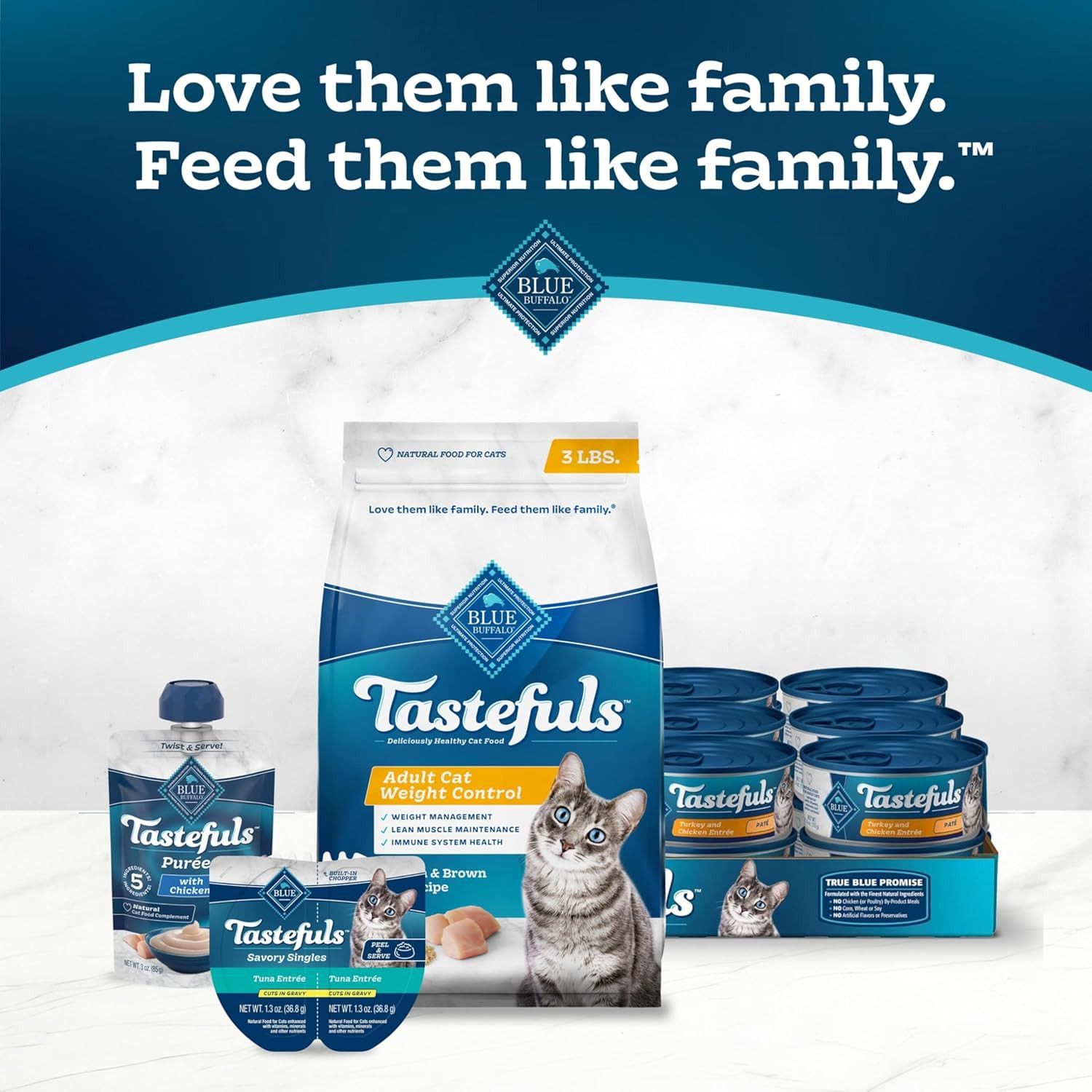 Tastefuls Natural Food for Adult Cats, Weight Control, 15-Lb. Bag