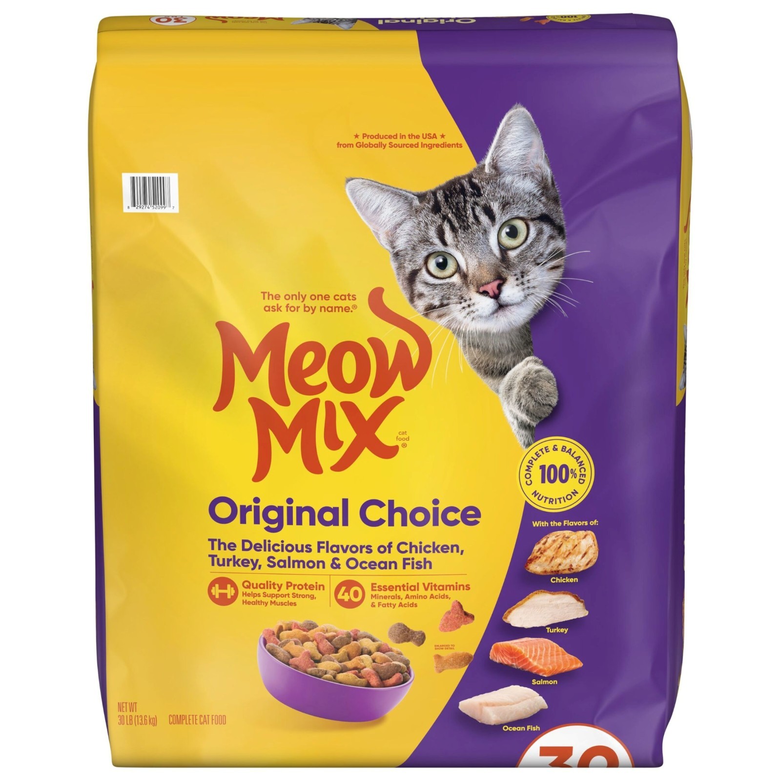 Meow Mix Original Choice Dry Cat Food, All Life Stages, Chicken, Turkey, Salmon