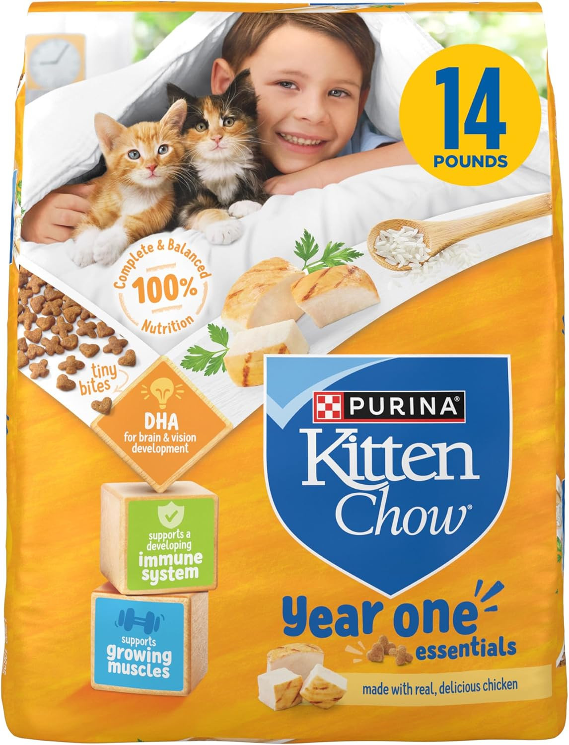 Purina Kitten Chow Year One Essentials with Real Chicken High-Protein Complete a
