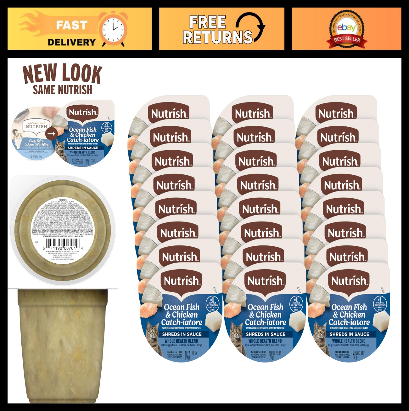 Grain-Free Wet Cat Food Ocean Fish & Chicken, Whole Health Blend, 2.8 oz Cup, 24
