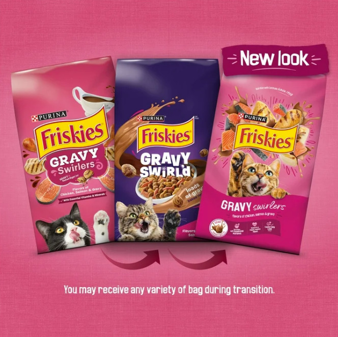 (2 pack) Purina Friskies Gravy Swirlers Dry Cat Food, Salmon and Gravy, 22 lbs