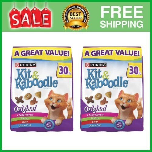 Purina Kit & KaboodleOriginal, Chicken,Liver, Indoor Dry Cat Food, 30 lb Bag x2