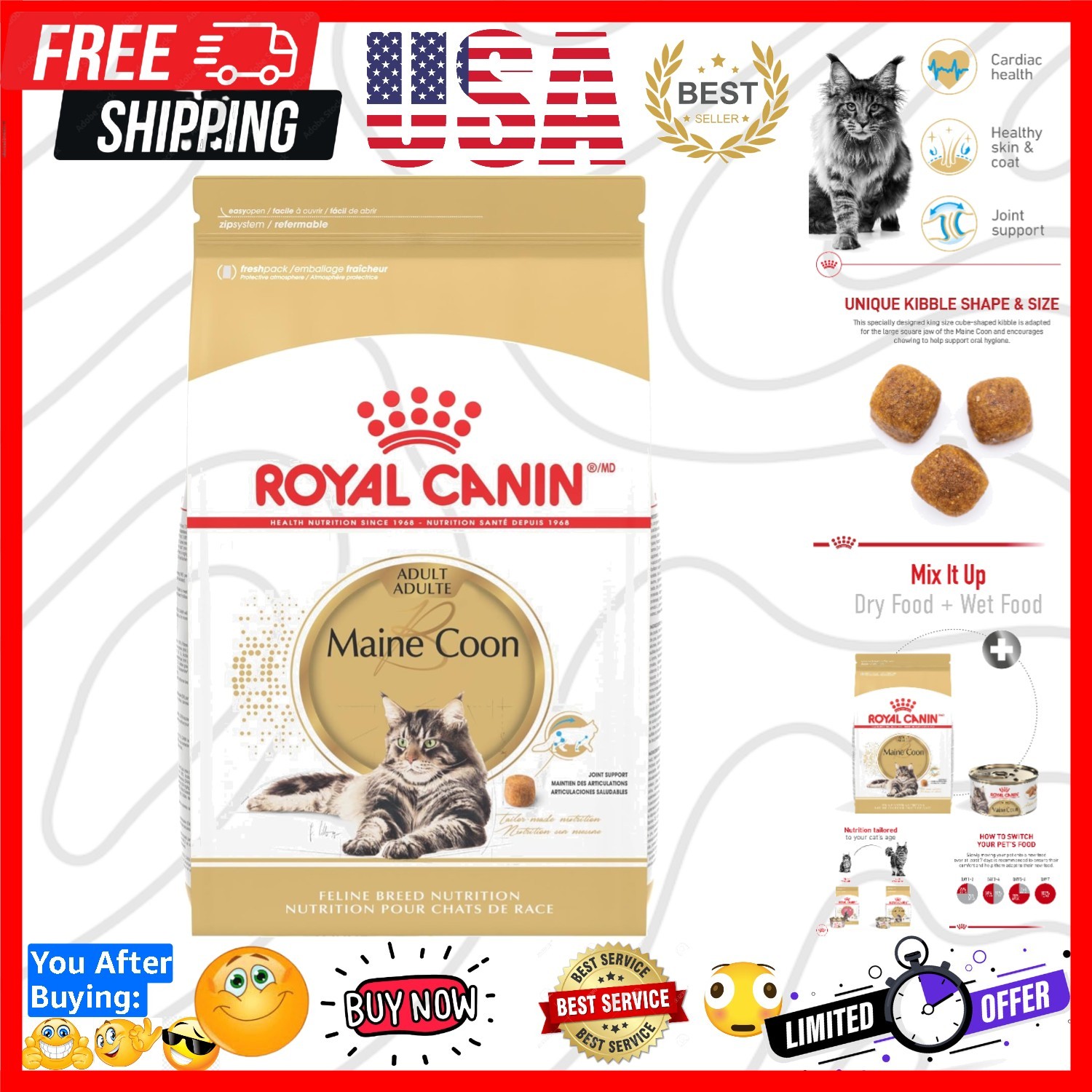 Feline Breed Nutrition Maine Coon Adult Dry Cat Food, 6 lb Bag