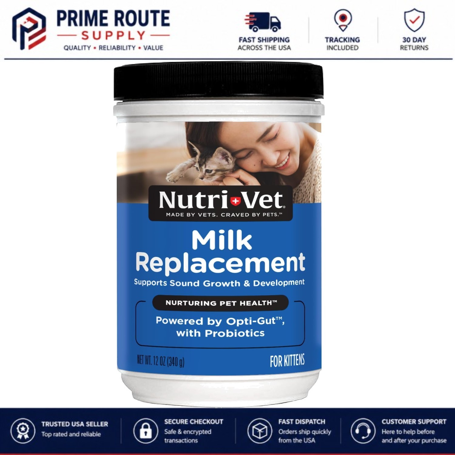 Veterinarian Recommended Kitten Milk Replacer Powder with Probiotics, 12oz