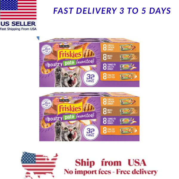 2 Pack, Purina Friskies Pate, Soft Poultry Variety Pack, Wet Cat Food, 5.5 oz