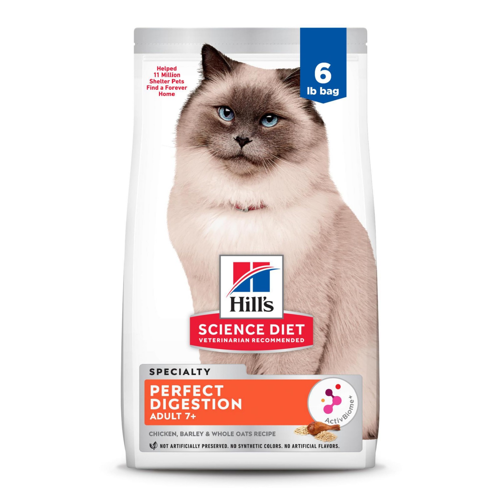 Hill’s Science Diet Adult 7+ Perfect Digestion Chicken Dry Cat Food 6 lb Bag