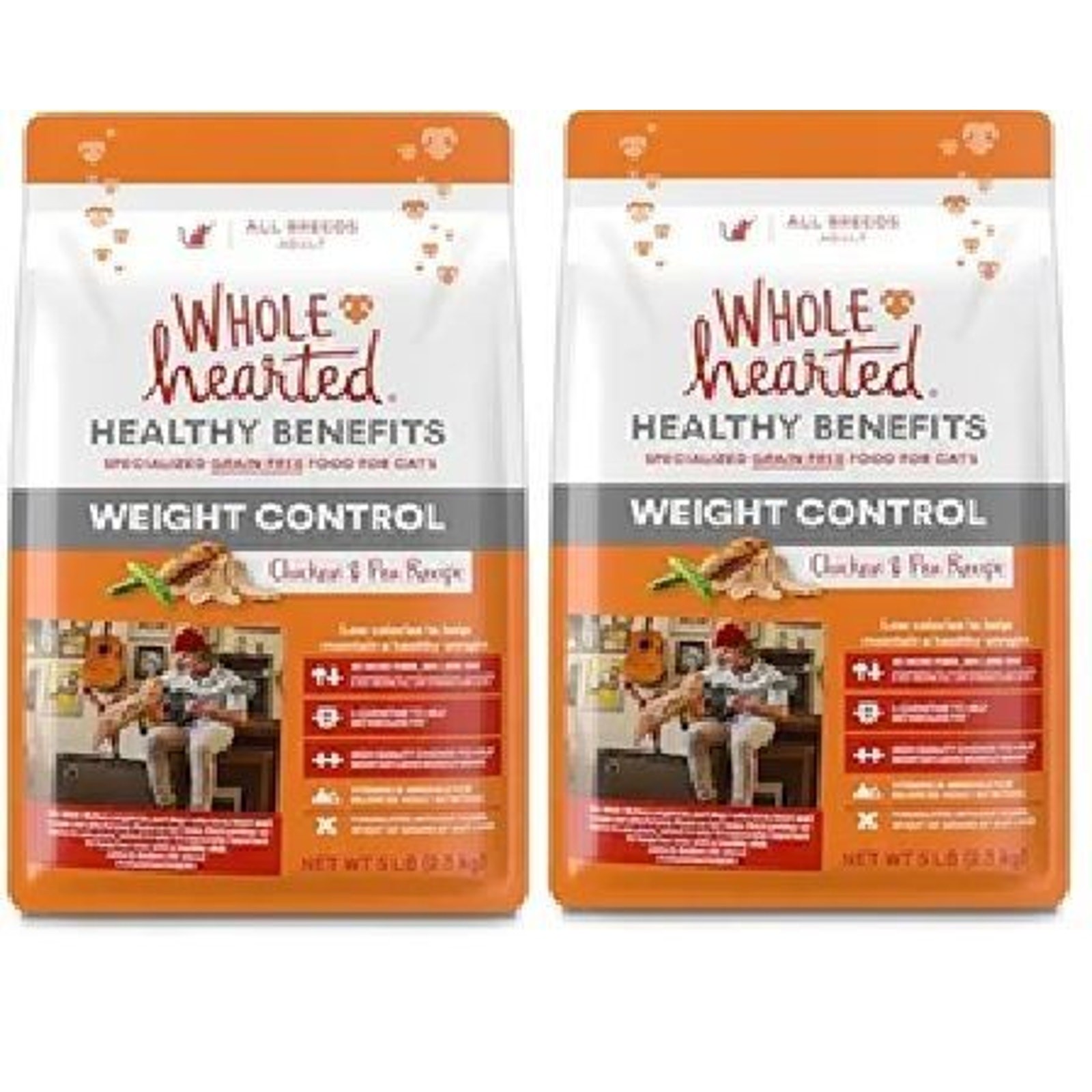 Wholehearted Weight Control Dry Cat Food- 2 of the 5 lb bags