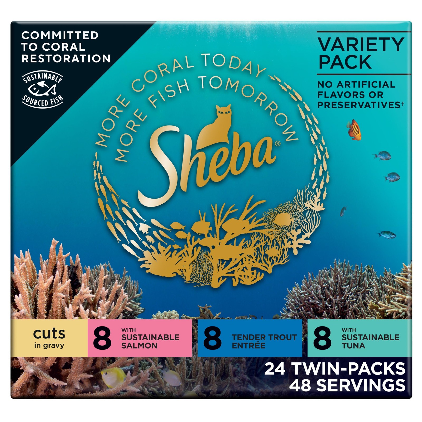 Sheba Perfect Portions Wet Cat Food Cuts in Gravy, with Sustainable Salmon, T…
