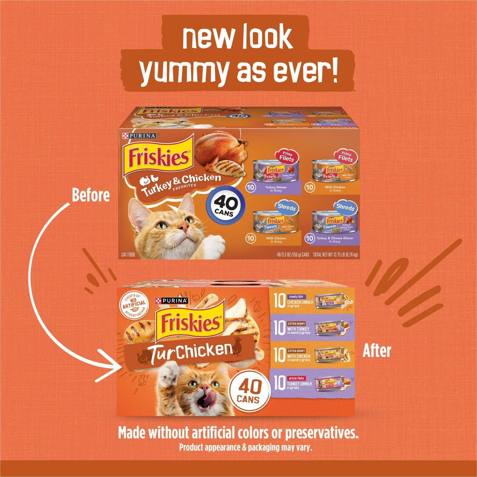 Purina Friskies Turchicken Wet Cat Food Variety Pack, 5.5 oz Cans (40 Pack)