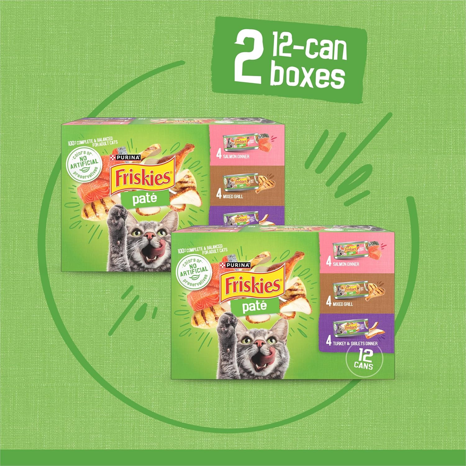 Purina Wet Cat Food Pate Variety Pack Salmon Dinner, Turkey and Giblets Dinner