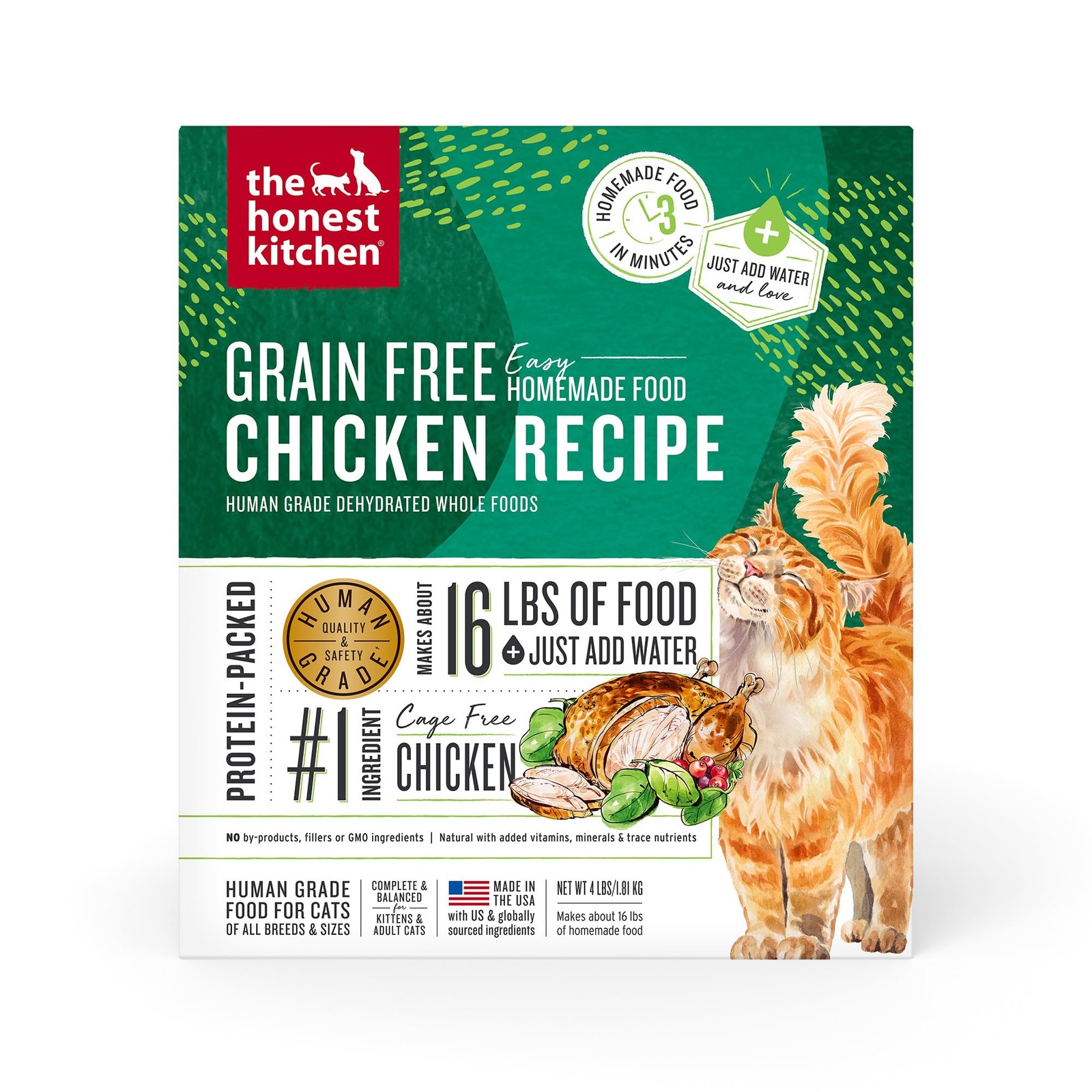 Honest Kitchen Grain Free Dehydrated Cat Food 4 Pound Chicken Meal Made In Usa