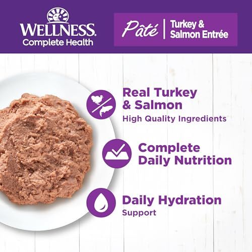 Wellness Grain Free Wet Cat Food Turkey Salmon Canned 24 Pack 5.5 Ounce