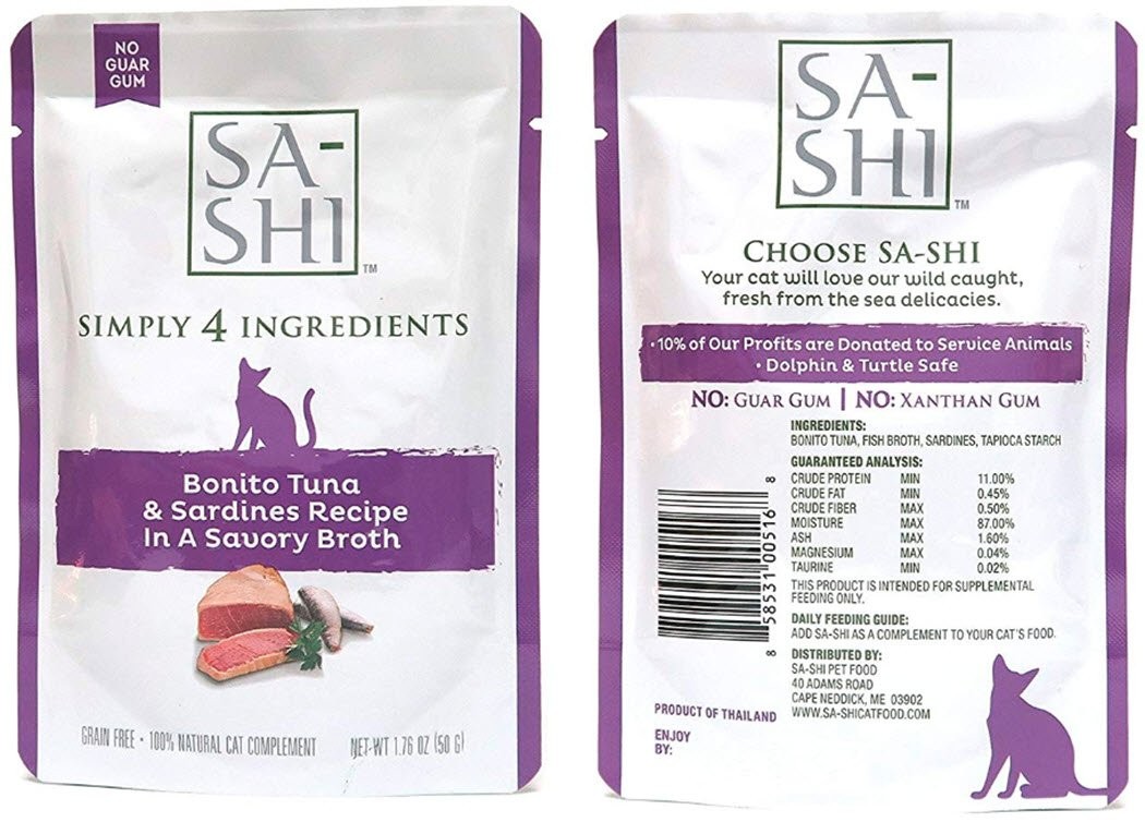 Sa-Shi Grain Free Wet Cat Food Pouches 1.76oz. Five 1.8 Ounce (Pack of 1)