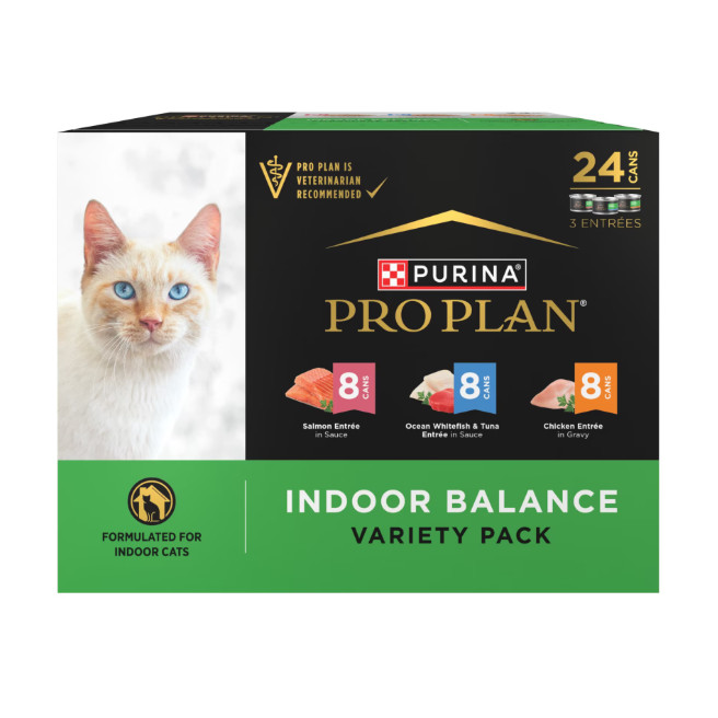 Purina Pro Plan Indoor Variety Pack Wet Cat Food, 3 oz (24 Cans)