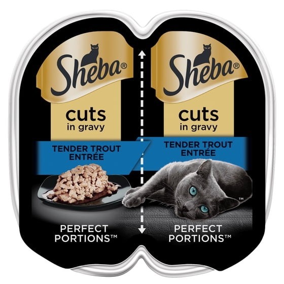Sheba Wet Cat Food Cuts in Gravy Tender Trout Entree, 24 Twin-Pack, 2.6 oz.