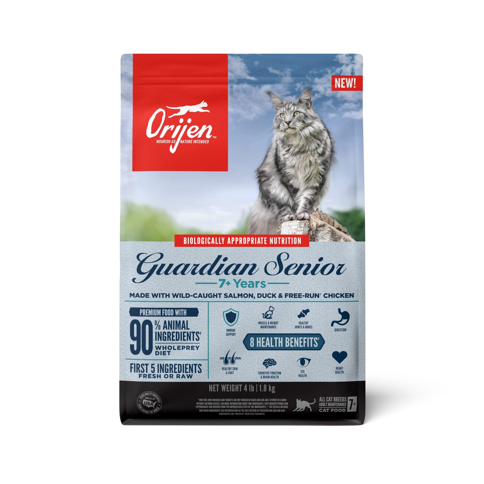 ORIJEN Grain Free Guardian Senior Dry Cat Food 4 lb High Protein Kibble