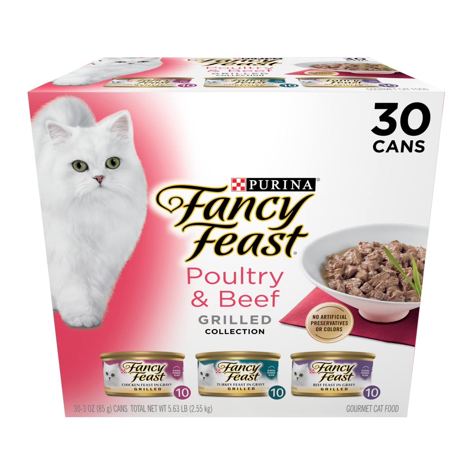 2 PACK Purina Fancy Feast Grilled Wet Cat Food Poultry and Beef Collection, 30ct