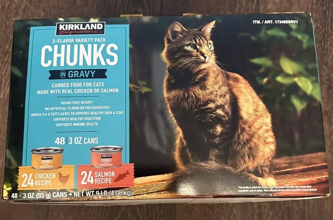 Kirkland Cat Food Variety Pack Chunks In Gravy Canned 48 ct NEW
