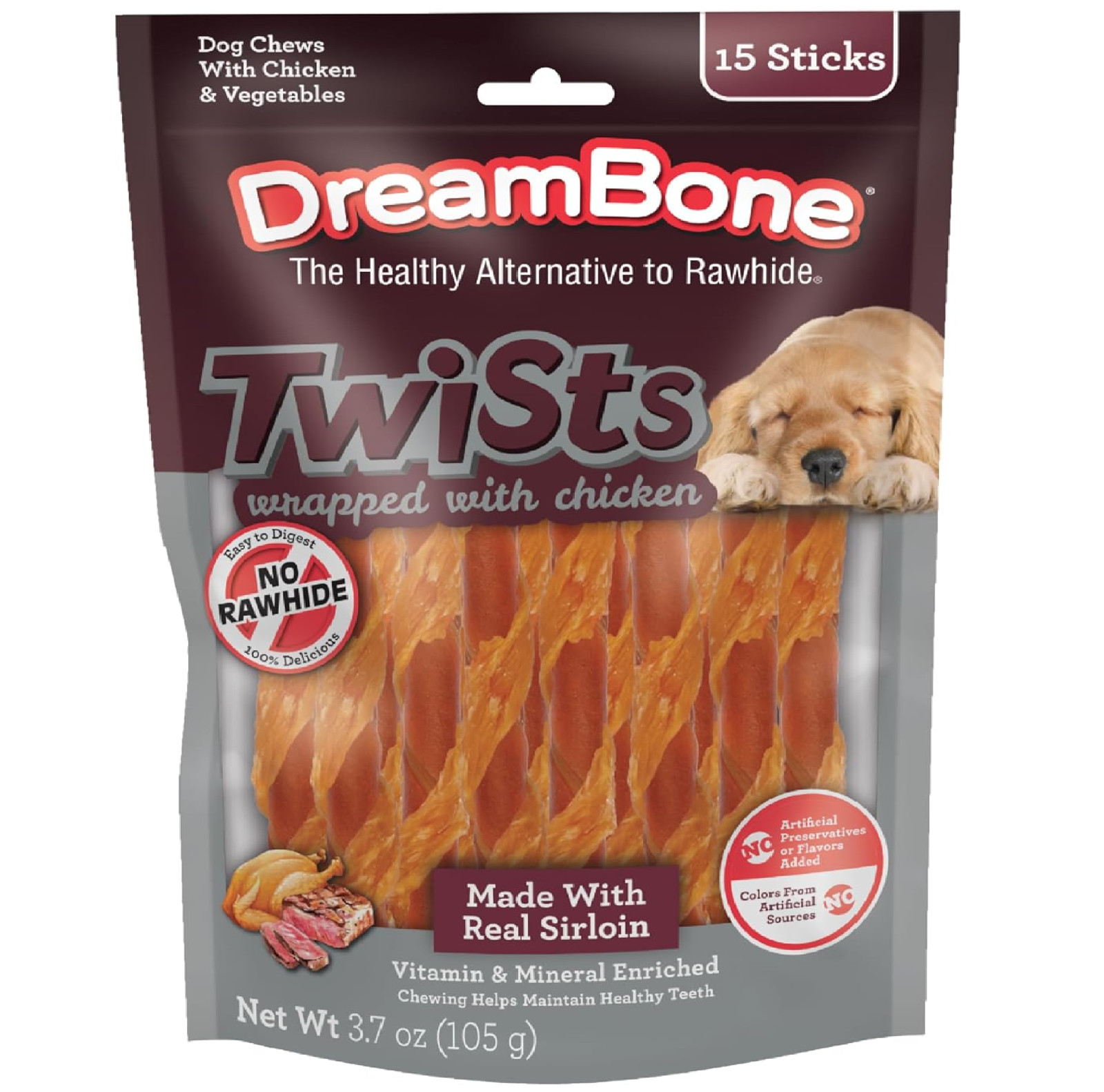 DreamBone Chicken Wrapped Twists with Real Sirloin 15 ct
