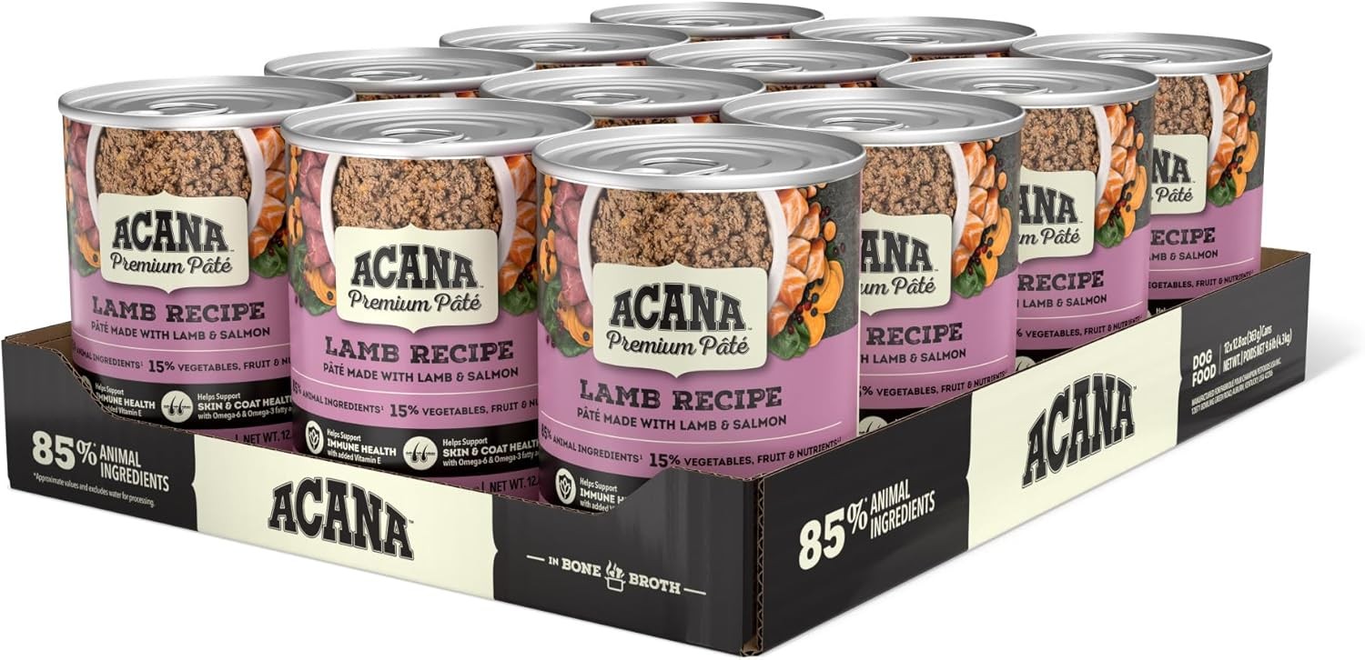 ACANA Premium Pate in Bone Broth Grain-free Wet Dog Food Lamb Recipe 12.8oz Cans