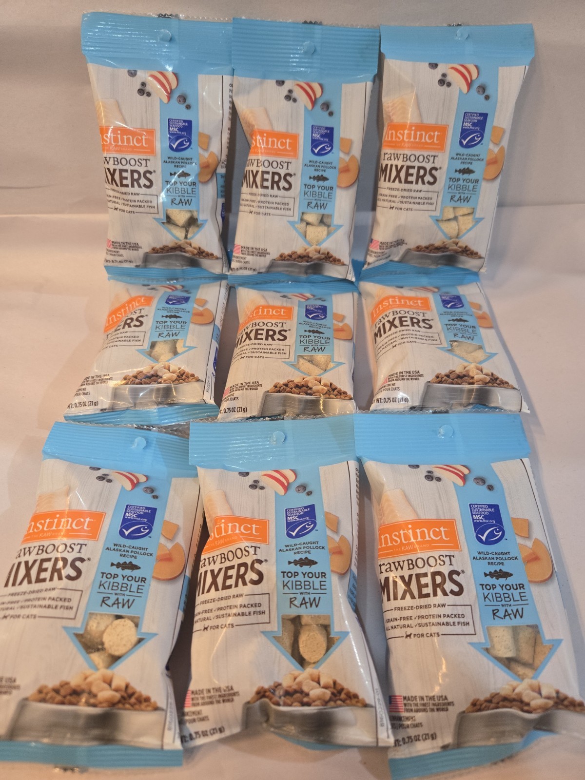 9 Pack Instinct Freeze Dried Raw Boost Mixers Grain Free Natural Cat Food Topper