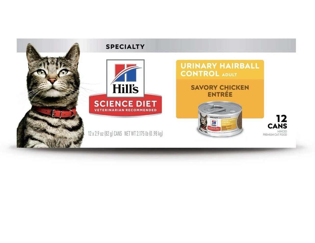 Hill’s Urinary Care Hairball Controlling Chicken Wet Cat Food 12 Cans