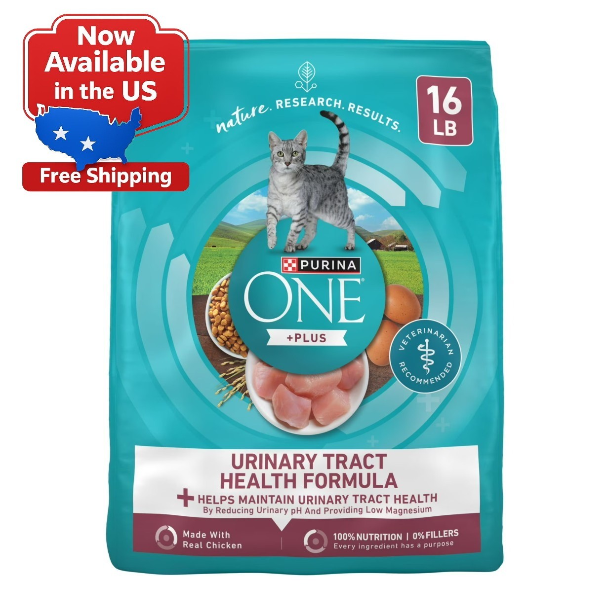 Purina ONE Plus, Urinary Tract Health Formula Dry Cat Food, Chicken, 16 lb Bag