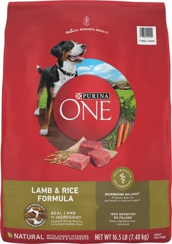 Purina ONE Dry Dog Food Lamb and Rice Formula – 16.5 lb. Bag