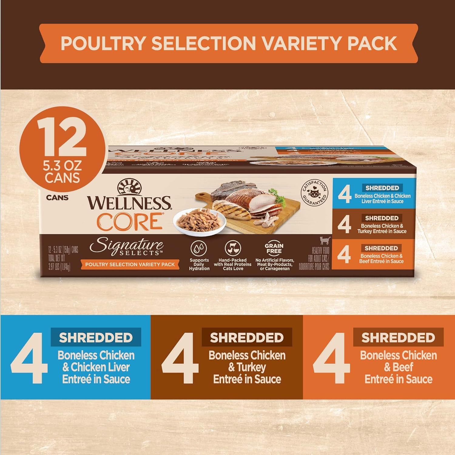 CORE Signature Selects Variety Pack Adult Canned Wet Cat Food, Natural, Protein