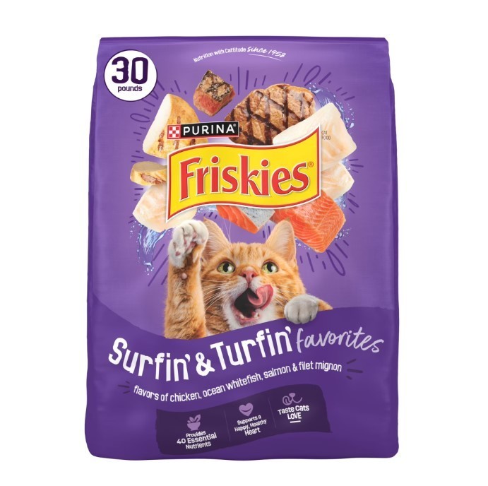 Purina Friskies Dry Cat Food Surfin Turfin 30 lb Complete Nutrition, BIG SALE