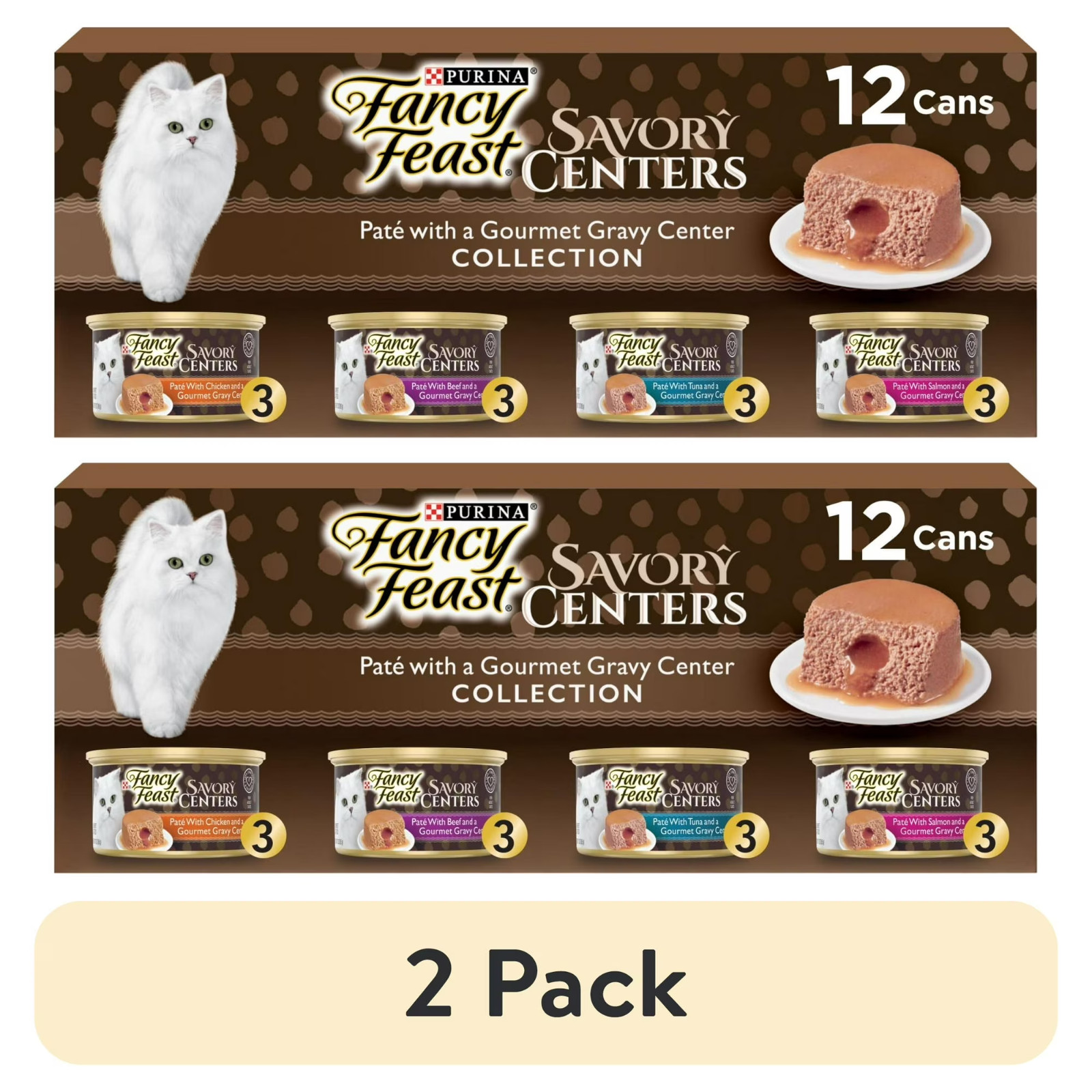 Purina Fancy Feast Savory Centers Wet Cat Food Pate Variety Pack 24 x 3 Oz Cans
