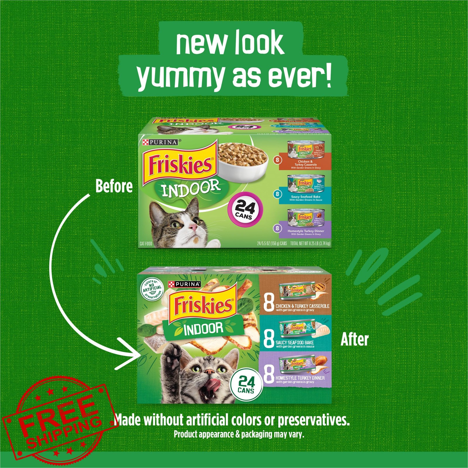 Friskies Indoor Variety Pack 24ct 5.5oz Cans Chicken Turkey Seafood Turkey